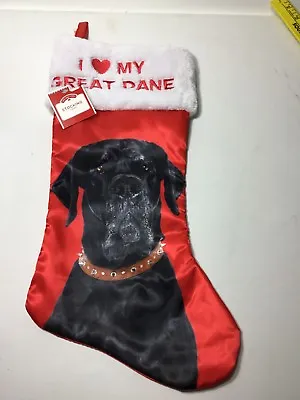 Buy I Love My Great Dane Pet Puppy Dog Christmas Santa Stocking Holiday Time NWT • 9.60£