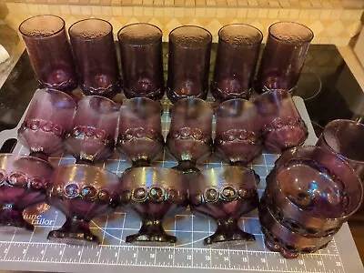 Buy Used Vintage Purple Glassware Tiffin  Fransican Madeira Plum 19pc No Damage 1972 • 237.18£