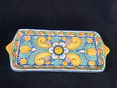 Buy Sicilian Migliore Caltagirone Hand Painted Floral Tray 11” X 5” • 14.20£