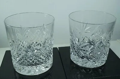 Buy Pair Of Edinburgh Crystal Cut STAR Vintage Straight Sided Whisky Glasses 8 Oz • 34.95£