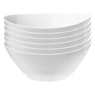 Buy 6x Bormioli Rocco White 25cm Glass Prometeo Oval Salad Bowls Serving Bowl Set • 27£