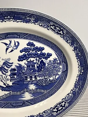 Buy Vintage Swinnertons  Old Willow  Ironstone Blue And White Oval Serving Plate 17  • 9.99£
