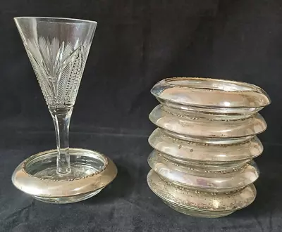 Buy An Amston Glass & Sterling Silver Mounted Wine Glass Coaster 1940's • 8£