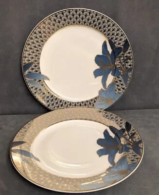 Buy 2 X Royal Worcester Fine Bone China Blue Lily Breakfast Plates. • 19.50£