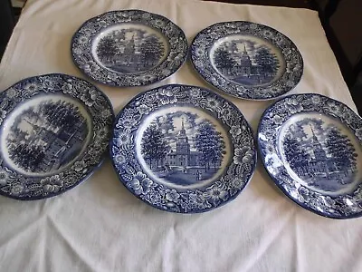 Buy Vintage Staffordshire Liberty Blue 10  Dinner Plates Set Of 5 England • 37.95£