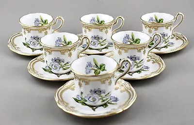Buy Spode China England Stafford Flowers Coffee Demitasse Cups & Saucers X 6 Mint! • 575£