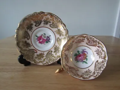 Buy Paragon Cup & Saucer Double Warrant Peacjh Coloured , Gilding& Flowers VGC • 19.50£