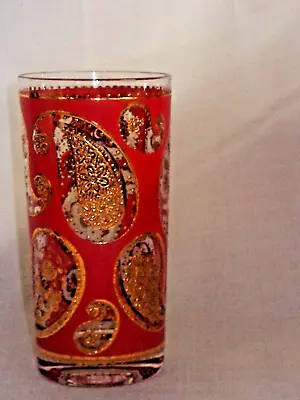 Buy Vintage MCM Culver LTD Red Gold 22K Paisley  Highball Glassware Barware • 9.49£