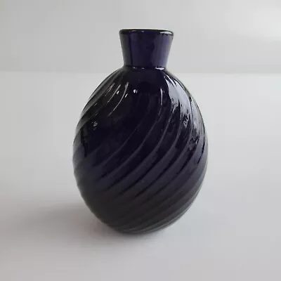 Buy Antique Amethyst Art Glass BUD VASE / Bottle Deep Purple SWIRL • 47.95£