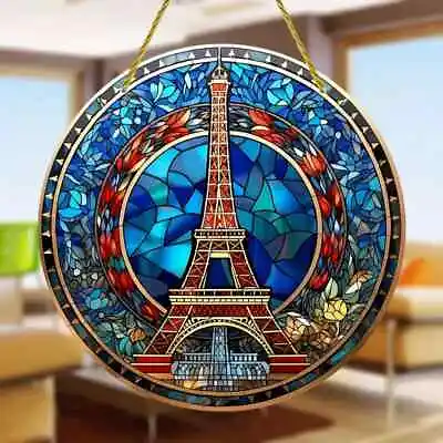 Buy Eiffel Tower Paris Design Suncatcher Stained Glass Effect Home Decor Gift • 6.95£