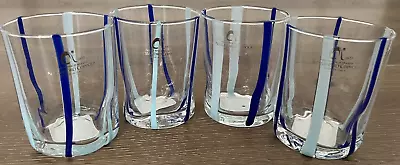 Buy Set Of 4 - Alessandro Coppola Cobalt & Baby Blue Stripe Cocktail Glasses • 120.09£