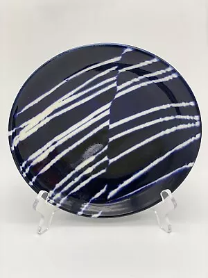Buy Blue And White Stripe Pottery Plate Serving Platter 8” Handmade Glaze • 17.07£