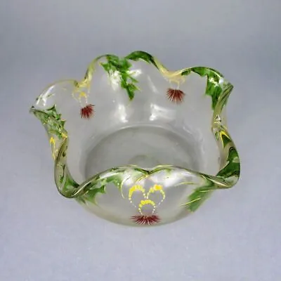 Buy Antique Art Nouveau Glass Bowl Mouth-Blown With Email Painting And Abriß • 244.83£