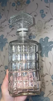Buy Vintage Cut Glass Square Decanter With Segmented Square Stopper  • 15£