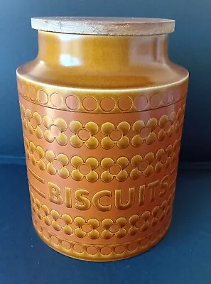Buy Hornsea England Saffron Biscuit Barrel 1975 Large 8  Tall Ceramic With Wood Lid • 15.99£