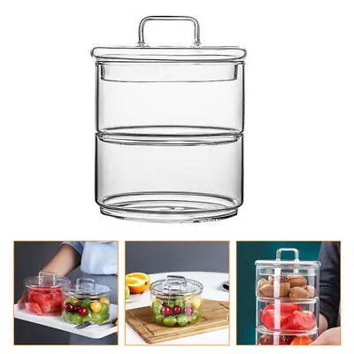 Buy Double-Layer Salad/Fruit Container With Clear Tempered Glass And Lid • 21.55£