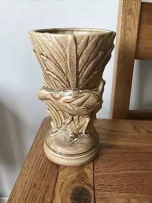 Buy Vintage Dartmouth Pottery Vase With Moorhen In Reeds Design • 6.99£