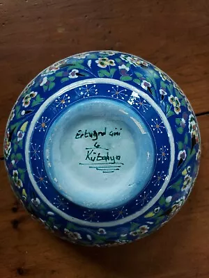 Buy Beautiful Vintage Decorative Turkish Bowl Kutahya Gini Signed Flower Design 8   • 50£