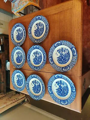 Buy 8  Blue & White Old Alton Ware Dinner  Plates 26cm Ironstone 1930s Vintage  • 49.99£