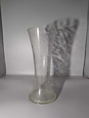 Buy Large Crackle Glass Clear Vase 32cm • 10£