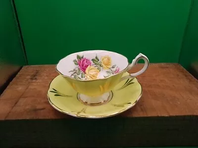 Buy Vintage Queen Anne Bone China Yellow Gold With Roses Cup And Saucer • 40£