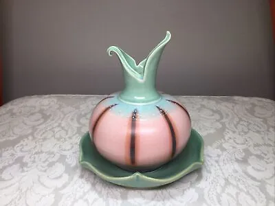 Buy LBM Pottery Lisa Brailsford Maakestad Vase Melon Shape Split Top With Underplate • 37.92£