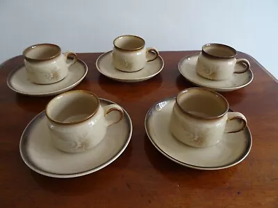 Buy Denby  Cups And Saucers Fine Stoneware England Set Of 5 Vintage , Good Condition • 20£