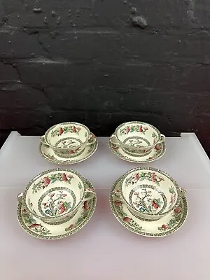 Buy 4 X Johnson Brothers Indian Tree Soup Coupes Bowls And Stands / Saucers Set • 29.99£