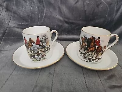 Buy Royal Tuscan China (2) Tea Cups & Saucers~ Made In England - Equestrian • 19.20£