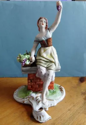 Buy Vintage Porcelain Capodimonte Figurine Girl With Grapes&Basket V. LAMAGNA • 22£