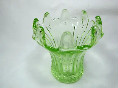 Buy Art Deco Pressed Glass Green Pronged Flower Vase 1920s 1930s • 25£