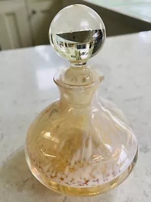Buy Vintage Caithness Gold & White Glass Swirl  Perfume Bottle With Clear Stopper • 12.99£