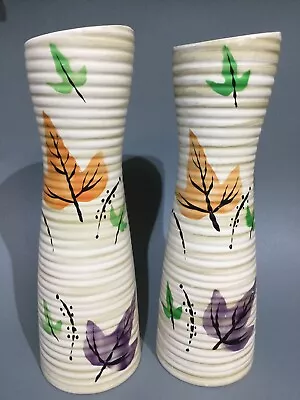 Buy Vintage Vesta Ellgreave Pottery Hand Decorated Pair Of Vases • 19.50£