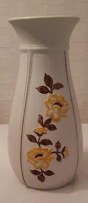 Buy Vintage Radford England Hand Painted Cream Brown & Yellow Flower Tall Vase • 10£