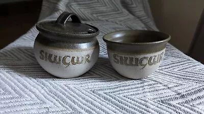 Buy Tregaron Cymru Welsh Studio Pottery Sugar Pots And Cream,Milk Jug  • 15£