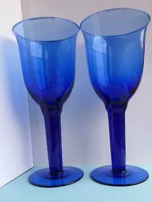 Buy COBALT . Goblet Style .Wine  Glass.PAIR.8 Ins ..Kept In Cabinet. • 18£