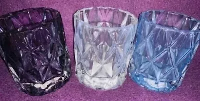Buy Yankee Candle Fractal Glass Votive Candle Holders Lavender/Blue/Clear~Set Of 3 • 19.13£