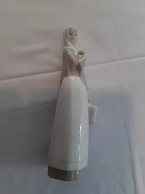 Buy Porcelain Like Lladro Spain Figurine Ornament Lady Maid Girl With Basket  • 6£