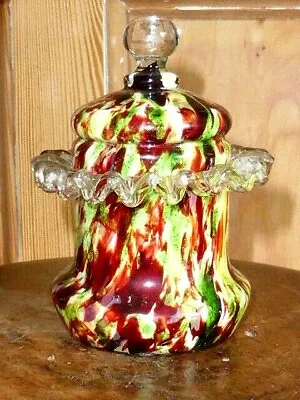 Buy Rare Antique Bohemian Czech Franz Welz Aventurine Spatter Glass Lidded Jar C1890 • 35£