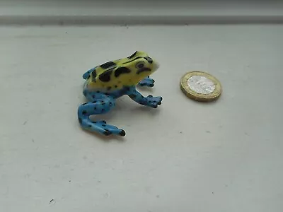 Buy Frog - Beautiful -  Dainty, Miniature Pottery Blue/yellow/black Tropical Frog • 5.10£