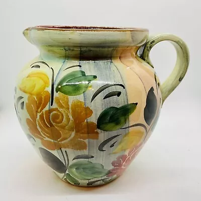 Buy Ceramiche Alfa Art Pottery VTG Jug Pitcher HandPainted Italy Colorful Floral • 24.63£
