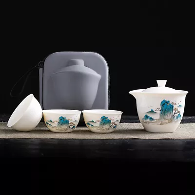 Buy Travelling Tea Set Porcelain Tea Pot Matching Tea Cup Portable Bag Ceramic China • 30.96£