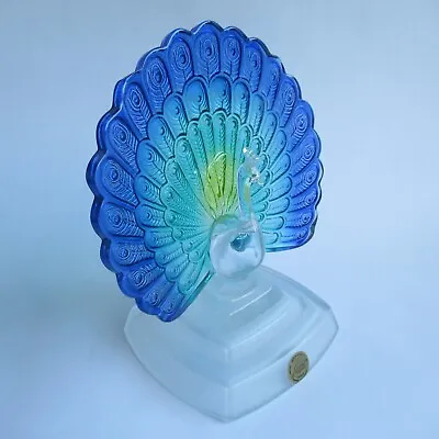 Buy Retro Vintage Cristal D’Arques Lead Crystal Glass Peacock Ornament Figure Blue • 30£