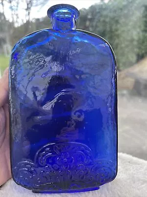 Buy Vintage / Art Nouveau Cobalt Blue Glass Bottle Glass Decoration Hand Made 18cm • 11.99£