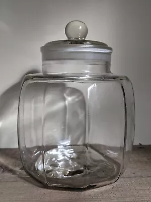 Buy Vintage  Glass Storage Jar With Ground Glass Stopper/Lid~10 Sided~Sweet/Biscuit~ • 38£