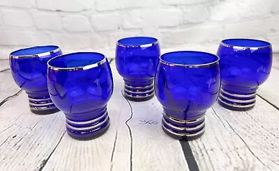 Buy Vintage Set Of 5 LOUIE WESTON GLASS   CHICO  4  Art Deco Cobalt Blue Glassware • 33.18£