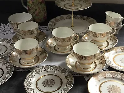 Buy Vintage China Tea Set Gold/Chintz Pattern. • 25£