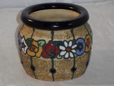 Buy Austrian Amphora Pottery Squat Posy Vase Tube Lined Art Nouveau 10.5cms Wide • 24.99£