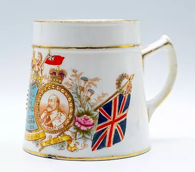 Buy Antique Cup English King Edward VII & Queen Coronation Porcelain 20th Century • 10£