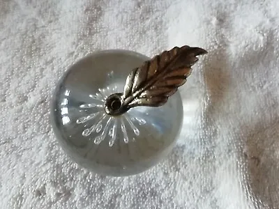 Buy SOLID GLASS APPLE PAPERWEIGHT.  Bubbles & Leaf Ornament.  EXCELLENT CONDITION.  • 20£